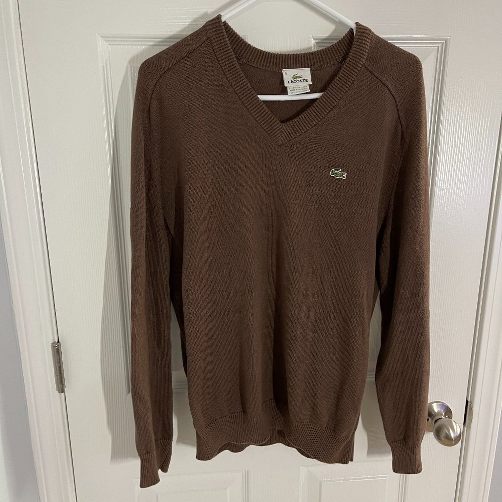 Lacoste V-neck Brown Sweater - sz 5 (M)